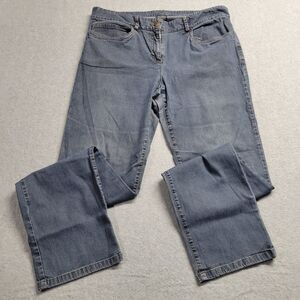 Eileen Fisher Organic Cotton Stretch Denim Ankle Boot Jeans Blue‎ Women's Medium